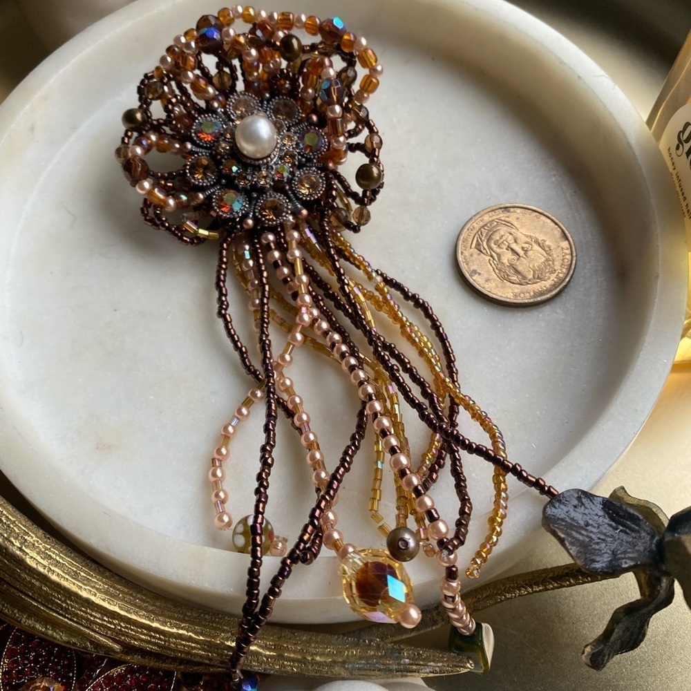 Beautiful Kirks Folly multicolor beaded broach pin